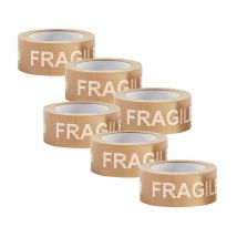Lot 6 rouleaux ruban adhésif kraft 'fragile' pour emballage et déménagement - 50 m - Qualité Premium - Pack And Move