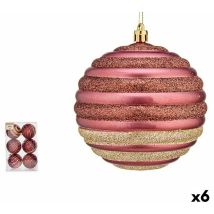 Set of balls ofChristmas circles pink plastic 10 x 11 x 10 cm (6 pcs.)