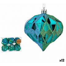 Set of balls of christmas diamond blue plastic 8 x 9 x 8 cm (12 pièces)