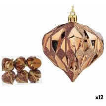 Set of balls of christmas brown plastic diamond 8 x 9 x 8 cm (12 pcs.)