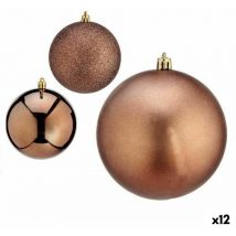 Set de boules de boules de Noël en plastique marron 10 x 11 x 10 cm (12 pcs.)