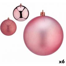 Set of balls of christmas pink plastic 12 x 13 x 12 x 12 cm (6 pcs.)