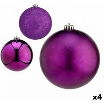 Set ofChristmas Balls Purple Plastic Christmas Balls ø 15 cm (4 pieces)