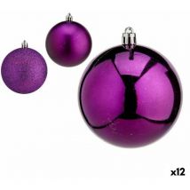 Ensemble de boules de Noël en plastique violet 8 x 9 x 8 cm (12 pièces)