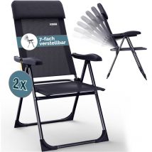 Lot de chaises de jardin pliables réglables en 7 positions en aluminium avec dossier haut fonction couchage camping voyage 2er Set Anthrazit (de)
