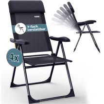 Lot de chaises de jardin pliables réglables en 7 positions en aluminium avec dossier haut fonction couchage camping voyage 4er Set Anthrazit (de)