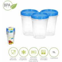Oryx - Ensemble de contenants ronds en plastique 1 litre (3 pièces)