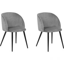 La Silla Española - Lot de deux chaises de salle à manger de style vintage avec assise et dossier en velours gris pierre Modèle Daroca