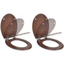 Helloshop26 - Lot de deux sièges abattants wc avec couvercles mdf marron