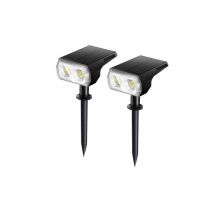 Lot de deux spots solaires d'extérieur, lampes solaires led IP67 étanches, spots solaires (blancs) pour un éclairage chaleureux dans les jardins,