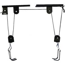Lot de élévateurs de vélo avec poulie Bike Lift Strong - Support de plafond pour vélos et vélos électriques - Jusqu'à 60 kg - Support mural pour vélo
