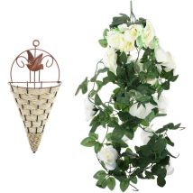 Lot de fleurs artificielles suspendues avec panier de fausses fleurs de rose pour jardin