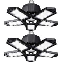 Galozzoit - Lot de led de garage - 120 w - 12000 lm - Lampe d'atelier - Plafonniers déformables - Panneaux E26/E27 -2 lampes