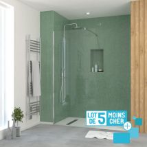 Aurlane - Lotto di 5 pareti doccia 90x195cm Vetro Temperato 5 mm - Profili e Barra di supporto Cromati