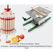 Lot De Presse - Fruits Manuel En Bois De 30 Litres + Broyeur Mixeur