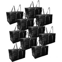 Pack And Move - Lot 10 grands sacs déménagement, rangement et transport ultra résistant - Réutilisable - Poignées solides - 100L
