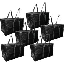 Pack And Move - Lot 6 grands sacs déménagement, rangement et transport ultra résistant - Réutilisable - Poignées solides - 100L