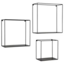 Boite A Design - Etagère, Lot de trois étagère murale design Anita Noir en Metal