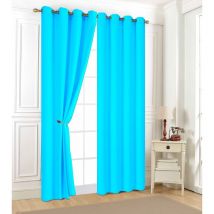 Lot deux Rideaux uni Aveline 140 x 240 cm - Turquoise