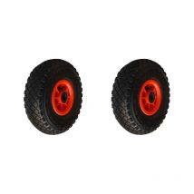 Lot deux roues gonflable diable 260x85mm (3.00-4) à rouleaux alésage 20mm charge 270kg