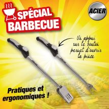 Ribiland - Lot fourchette + pince - spécial barbecue - acier inoxydable