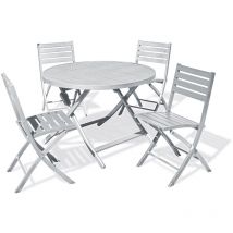 Marius - Ensemble repas de jardin 4 places en aluminium gris - city garden