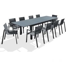 Miami - Ensemble repas de jardin 10 places en aluminium gris anthracite Dcb Garden