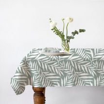Lot nappe carrée + 2 serviettes de table motif feuillage