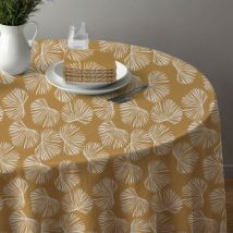 Lot nappe ronde + 4 serviettes de table motif champêtre