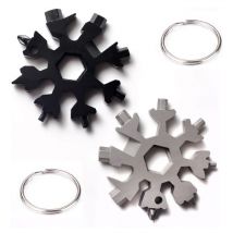 Sjqka - Lot of 2 18-en-1 Flocon outil multifonction flocon,Tournevis en Forme de Flocon de Neige/Ouvre-Bouteille/Porte-clé (argent+noir)