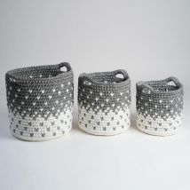 Wanda Collection - Lot paniers en corde gris et blanc Elly