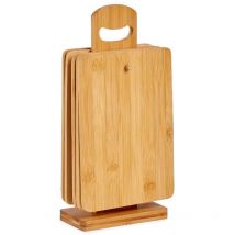 Bigbuy - Ensemble de 6 planches à découper en bambou sur support.