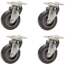 Lot de 4 roulettes pivotantes Caoutchouc Thermoplastique GRIS 50 mm - 120 Kg