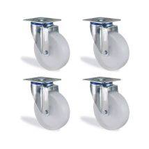 Htr - Lot Roulettes Pivotantes Polypropylène Blanc Diamètre 200mm Charge 840kg