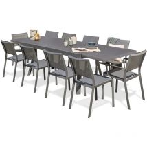 STOCKHOLM - Ensemble repas de jardin 10 places en aluminium gris anthracite - DCB GARDEN
