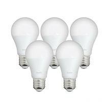 Lot x5 Ampoules led standard, culot E27, cons. 9W, eq. 60W, blanc chaud - PACK5EE806G - Xanlite
