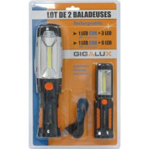 Sodise - 2 Baladeuses Led Cob Orientables À Battrie Li-ion Rechargeables -s02164