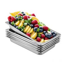 Horeca Supplies - Lote 6 Cubetas Gastronorm gn 1/1-65mm profundidad fabricadas en acero inoxidable Bandejas Horno Bandejas Gastronorm 1/1 Recipiente