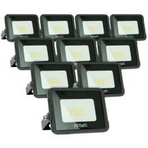 Arum Lighting - Lote de 10 reflectores led 10W IP65 al aire libre Temperatura de color: Blanco cálido 3000K