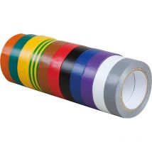Lighting - Paquete de 10 cintas aislantes el ctricas de colores mezclados - 15 mm x 10 m