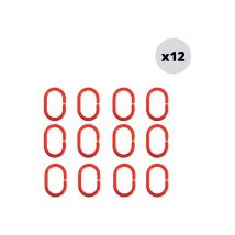 Juego de 12 anillas para cortina de ducha, color rojo MSV