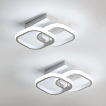Juego de 2 Plafones led Modernos, 24W 2700LM Cuadrados en Blanco, Luz Fría 6500K para Dormitorio, Sala de Estar, Pasillo, Balcón, Escalera - Comely
