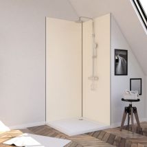 Lote de 2 Paneles Murales de Aluminio Marfil 90+90x210cm con Perfiles Negro