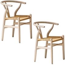 Signature - Lote de 2 sillas de roble blanqueado y rejilla - Oslo