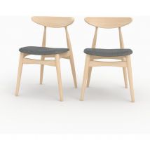 Juego de 2 sillas en tela gris y madera de caucho - Josette