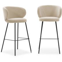 Drawer - Lote de 2 taburetes de tela con patas de metal negro H65 cm - rush