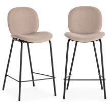 Drawer - Lote de 2 taburetes de tela con patas de metal negro L43 cm - cori