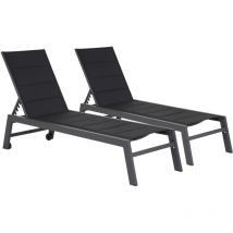 Lote de 2 tumbonas barbados en textileno color negro aluminio gris antracita