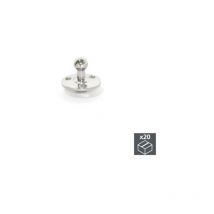 Emuca Enganche lateral con pivote para puertas con pistones, d. 10 mm, Acero, Niquelado, 20 ud. -