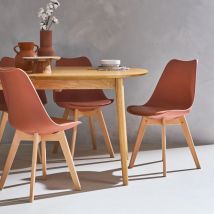 Sweeek - Silla escandinava acero (lote de 4), Nils, Terra Cotta, 47x55x81 cm